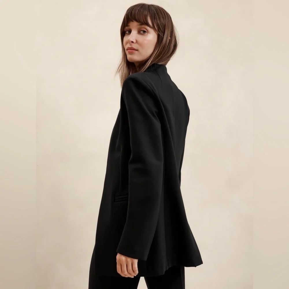 NWT! Banana Republic Black Ponte Collarless Blazer 531171 📊 - Picture 5 of 16